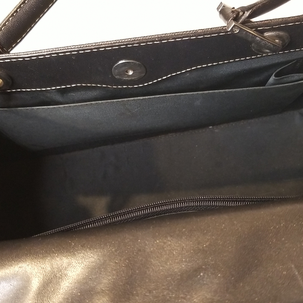 rare CHARLES JOURDAN Paris leather handbag brown rectangular purse Vintage - Picture 8 of 12